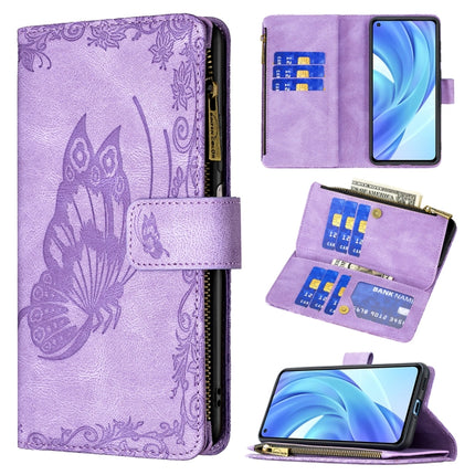 Flying Butterfly Embossing Pattern Zipper Horizontal Flip Leather Case with Holder & Card Slots & Wallet, For Samsung Galaxy A03s 164mm, For Xiaomi Mi 11 Lite, For Xiaomi Poco M3 Pro / Redmi Note 10 5G