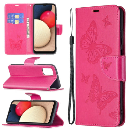 Embossing Two Butterflies Pattern Horizontal Flip PU Leather Case with Holder & Card Slot & Wallet & Lanyard, For Samsung Galaxy A03s 164mm, For Xiaomi Mi 11 Lite, For Xiaomi Poco M3 Pro / Redmi Note 10 5G