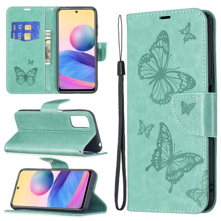 Embossing Two Butterflies Pattern Horizontal Flip PU Leather Case with Holder & Card Slot & Wallet & Lanyard, For Samsung Galaxy A03s 164mm, For Xiaomi Mi 11 Lite, For Xiaomi Poco M3 Pro / Redmi Note 10 5G