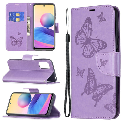 Embossing Two Butterflies Pattern Horizontal Flip PU Leather Case with Holder & Card Slot & Wallet & Lanyard, For Samsung Galaxy A03s 164mm, For Xiaomi Mi 11 Lite, For Xiaomi Poco M3 Pro / Redmi Note 10 5G