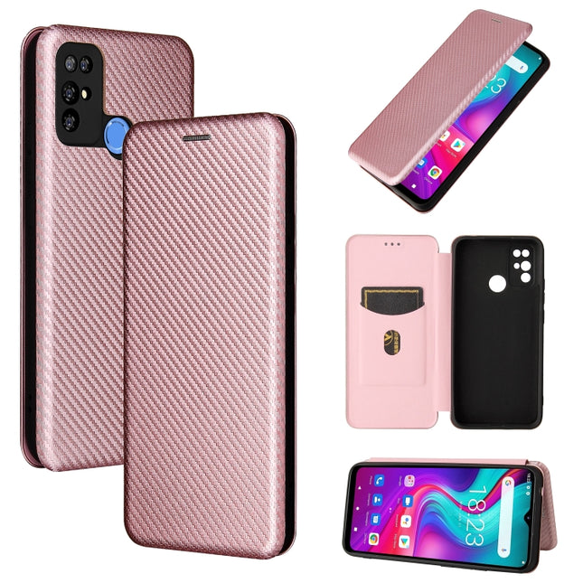 Carbon Fiber Texture Magnetic Horizontal Flip TPU + PC + PU Leather Case with Card Slot, For Doogee X96 Pro