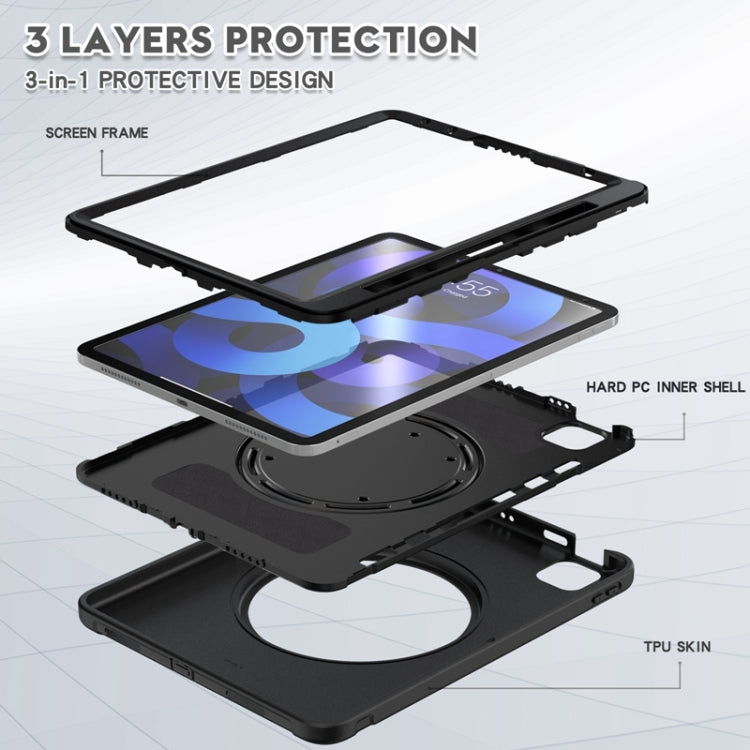 Funda protectora de silicona y PC a prueba de golpes con asa plegable con rotación de 360 ​​grados y ranura para bolígrafo, para iPad Air 4 10.9 / Pro 11 2021 / 2020 / 2018, para Samsung Galaxy Tab A7 10.4 2020 T500