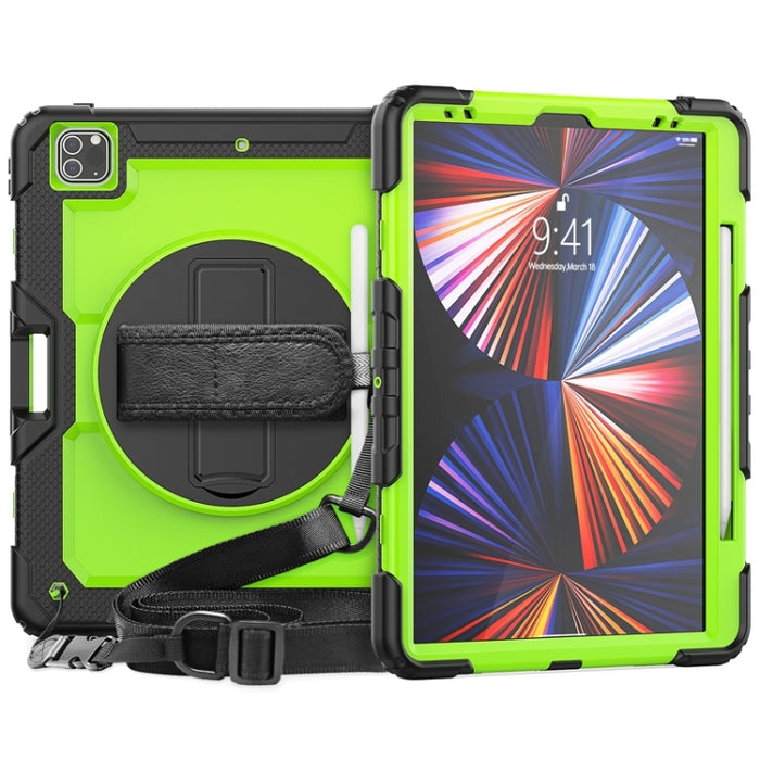 Funda protectora de silicona y PC a prueba de golpes con soporte, correa para el hombro, correa para la mano y ranura para bolígrafo, para iPad Pro 12.9 2022/2021/2020/2018