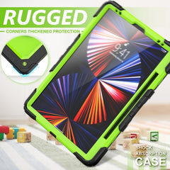 Shockproof Colorful Silicone + PC Protective Case with Holder & Shoulder Strap & Hand Strap & Pen Slot, For iPad Pro 12.9 2022 / 2021 / 2020 / 2018