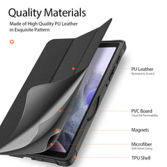 DUX DUCIS Domo Series Horizontal Flip Magnetic PU Leather Case with Three-folding Holder & Wake-up / Sleep Function, For Samsung Galaxy Tab A7 Lite, For Samsung Galaxy Tab S8+ / Tab S8 Plus /  Tab S7 FE / Tab S7+