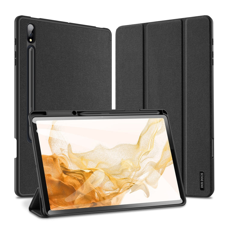 DUX DUCIS Domo Series Horizontal Flip Magnetic PU Leather Case with Three-folding Holder & Wake-up / Sleep Function, For Samsung Galaxy Tab A7 Lite, For Samsung Galaxy Tab S8+ / Tab S8 Plus /  Tab S7 FE / Tab S7+