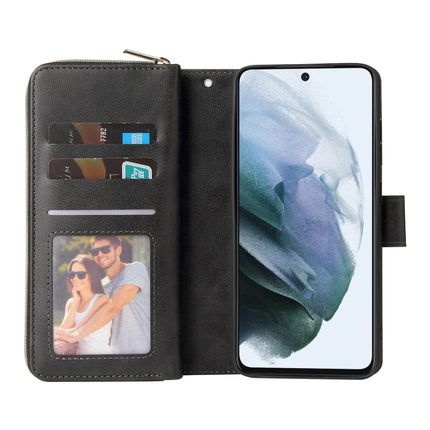 Zipper Wallet Bag Horizontal Flip PU Leather Case with Holder & 9 Card Slots & Wallet & Lanyard & Photo Frame, For Samsung Galaxy S21 FE, For Samsung Galaxy S21+, For Samsung Galaxy S21 Ultra