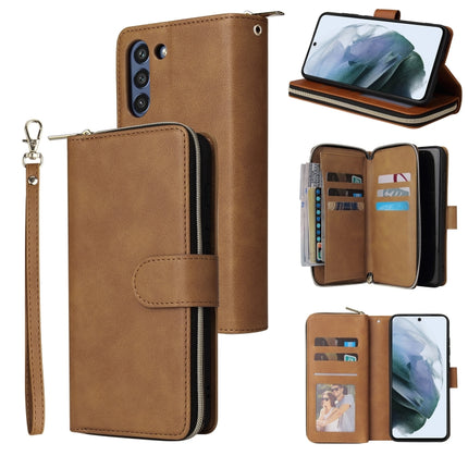 Zipper Wallet Bag Horizontal Flip PU Leather Case with Holder & 9 Card Slots & Wallet & Lanyard & Photo Frame, For Samsung Galaxy S21 FE, For Samsung Galaxy S21+, For Samsung Galaxy S21 Ultra