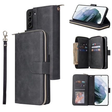 Zipper Wallet Bag Horizontal Flip PU Leather Case with Holder & 9 Card Slots & Wallet & Lanyard & Photo Frame, For Samsung Galaxy S21 FE, For Samsung Galaxy S21+, For Samsung Galaxy S21 Ultra