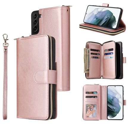 Zipper Wallet Bag Horizontal Flip PU Leather Case with Holder & 9 Card Slots & Wallet & Lanyard & Photo Frame, For Samsung Galaxy S21 FE, For Samsung Galaxy S21+, For Samsung Galaxy S21 Ultra