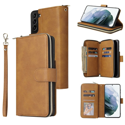 Zipper Wallet Bag Horizontal Flip PU Leather Case with Holder & 9 Card Slots & Wallet & Lanyard & Photo Frame, For Samsung Galaxy S21 FE, For Samsung Galaxy S21+, For Samsung Galaxy S21 Ultra