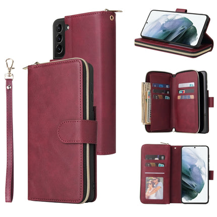 Zipper Wallet Bag Horizontal Flip PU Leather Case with Holder & 9 Card Slots & Wallet & Lanyard & Photo Frame, For Samsung Galaxy S21 FE, For Samsung Galaxy S21+, For Samsung Galaxy S21 Ultra