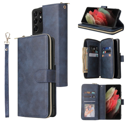 Zipper Wallet Bag Horizontal Flip PU Leather Case with Holder & 9 Card Slots & Wallet & Lanyard & Photo Frame, For Samsung Galaxy S21 FE, For Samsung Galaxy S21+, For Samsung Galaxy S21 Ultra