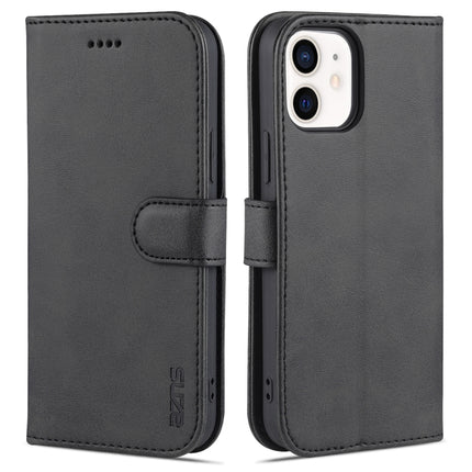 AZNS - Funda de piel con tapa horizontal con textura de piel de becerro, ranuras para tarjetas, soporte y billetera, para iPhone 12/12 Pro, para iPhone 12 Mini