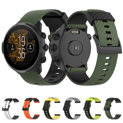 For Suunto 7 24mm Two-color Silicone Replacement Strap Watchband