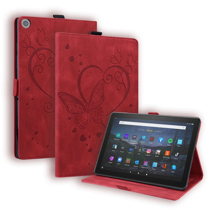 Love Butterfly Pattern Horizontal Flip Leather Case with Holder & Sleep / Wake-up Function, For Amazon Fire HD 8 (2015/2016/2017/2018), For Amazon Fire HD 8 (2020), For Amazon Fire HD 10 Plus (2021) / HD 10 (2021)