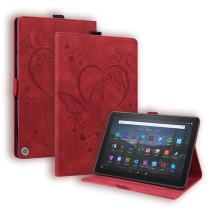 Love Butterfly Pattern Horizontal Flip Leather Case with Holder & Sleep / Wake-up Function, For Amazon Fire HD 8 (2015/2016/2017/2018), For Amazon Fire HD 8 (2020), For Amazon Fire HD 10 Plus (2021) / HD 10 (2021)