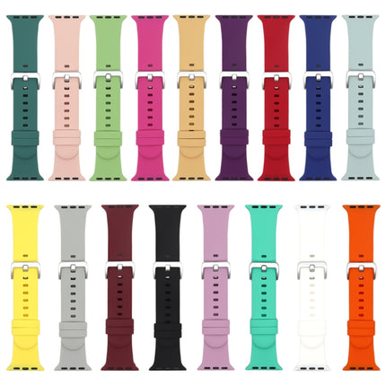 Silver Buckle Silicone Replacement Strap Watchband, For Apple Watch Series  7  45mm / & 6 & SE & 5 & 4 44mm