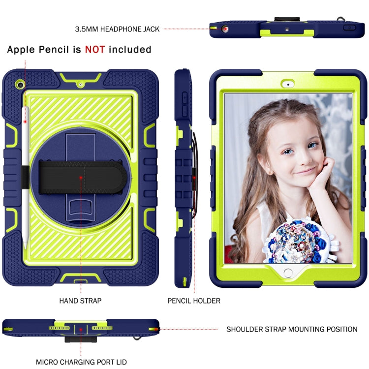 360 Degree Rotation Contrast Color Shockproof Silicone + PC Case with Holder & Hand Grip Strap & Shoulder Strap, For iPad 9.7 2018 / 2017, For iPad 10.2 2021 / 2020 / 2019, For iPad 10.9 / Pro 11 2020 / 2021 / 2018��������������������������������������...