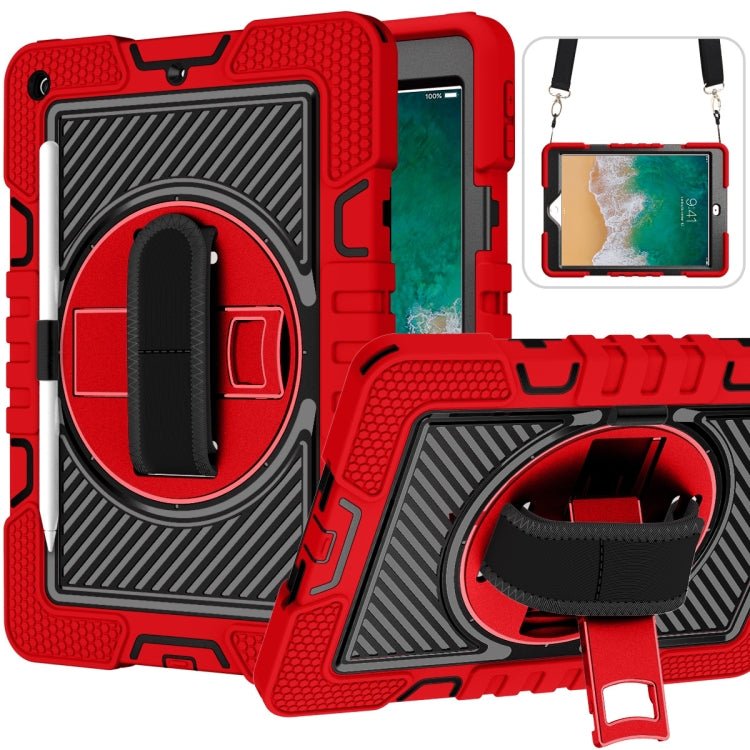 360 Degree Rotation Contrast Color Shockproof Silicone + PC Case with Holder & Hand Grip Strap & Shoulder Strap, For iPad 9.7 2018 / 2017, For iPad 10.2 2021 / 2020 / 2019, For iPad 10.9 / Pro 11 2020 / 2021 / 2018��������������������������������������...
