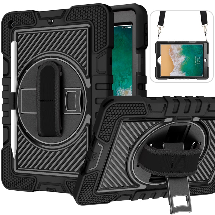 360 Degree Rotation Contrast Color Shockproof Silicone + PC Case with Holder & Hand Grip Strap & Shoulder Strap, For iPad 9.7 2018 / 2017, For iPad 10.2 2021 / 2020 / 2019, For iPad 10.9 / Pro 11 2020 / 2021 / 2018��������������������������������������...