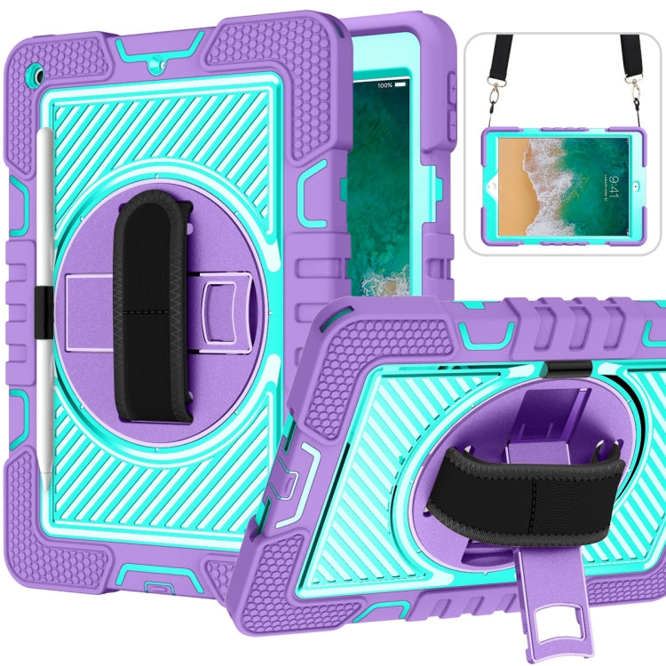 360 Degree Rotation Contrast Color Shockproof Silicone + PC Case with Holder & Hand Grip Strap & Shoulder Strap, For iPad 9.7 2018 / 2017, For iPad 10.2 2021 / 2020 / 2019, For iPad 10.9 / Pro 11 2020 / 2021 / 2018��������������������������������������...
