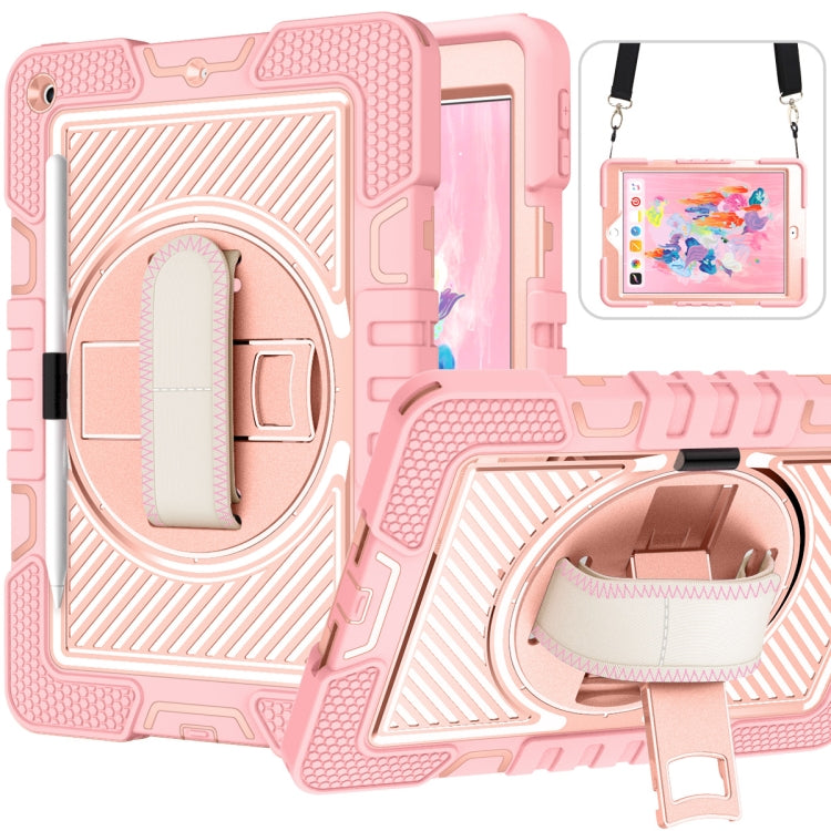 360 Degree Rotation Contrast Color Shockproof Silicone + PC Case with Holder & Hand Grip Strap & Shoulder Strap, For iPad 9.7 2018 / 2017, For iPad 10.2 2021 / 2020 / 2019, For iPad 10.9 / Pro 11 2020 / 2021 / 2018��������������������������������������...
