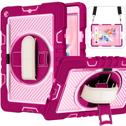 Estuche de silicona y PC a prueba de golpes con rotación de 360 ​​grados y color de contraste con soporte, correa de mano y correa para el hombro, para iPad 9.7 2018/2017, para iPad 10.2 2021/2020/2019, para iPad 10.9/Pro 11 2020/2021/2018