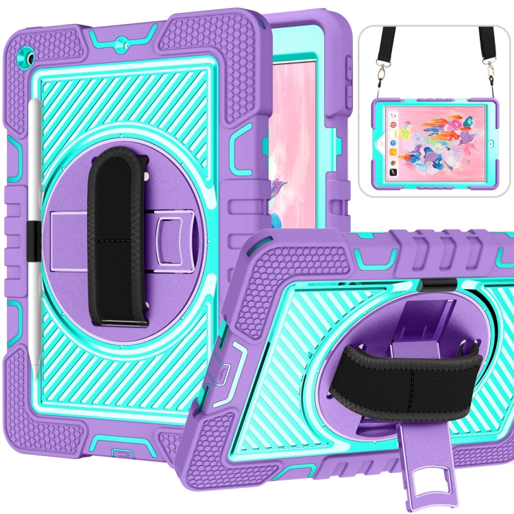 360 Degree Rotation Contrast Color Shockproof Silicone + PC Case with Holder & Hand Grip Strap & Shoulder Strap, For iPad 9.7 2018 / 2017, For iPad 10.2 2021 / 2020 / 2019, For iPad 10.9 / Pro 11 2020 / 2021 / 2018��������������������������������������...