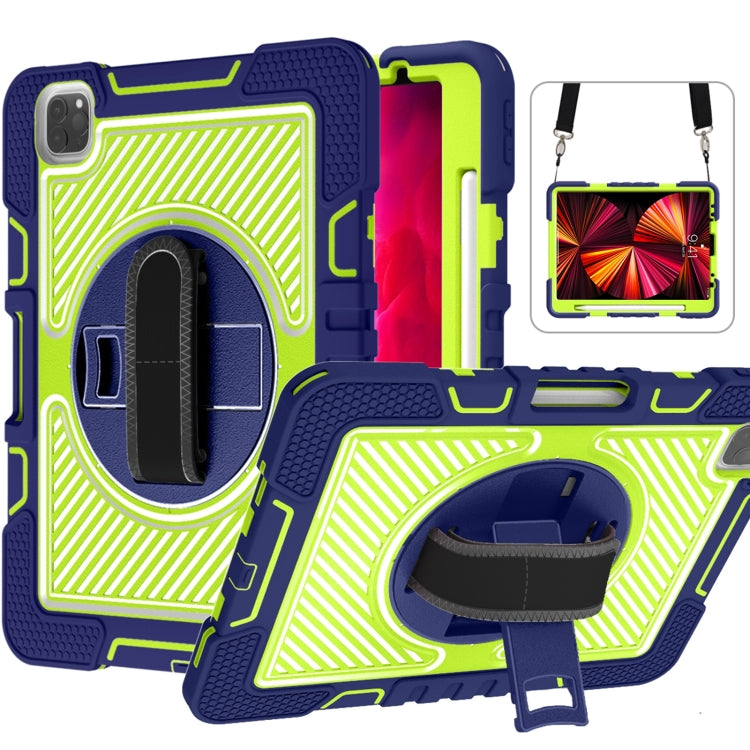 360 Degree Rotation Contrast Color Shockproof Silicone + PC Case with Holder & Hand Grip Strap & Shoulder Strap, For iPad 9.7 2018 / 2017, For iPad 10.2 2021 / 2020 / 2019, For iPad 10.9 / Pro 11 2020 / 2021 / 2018��������������������������������������...