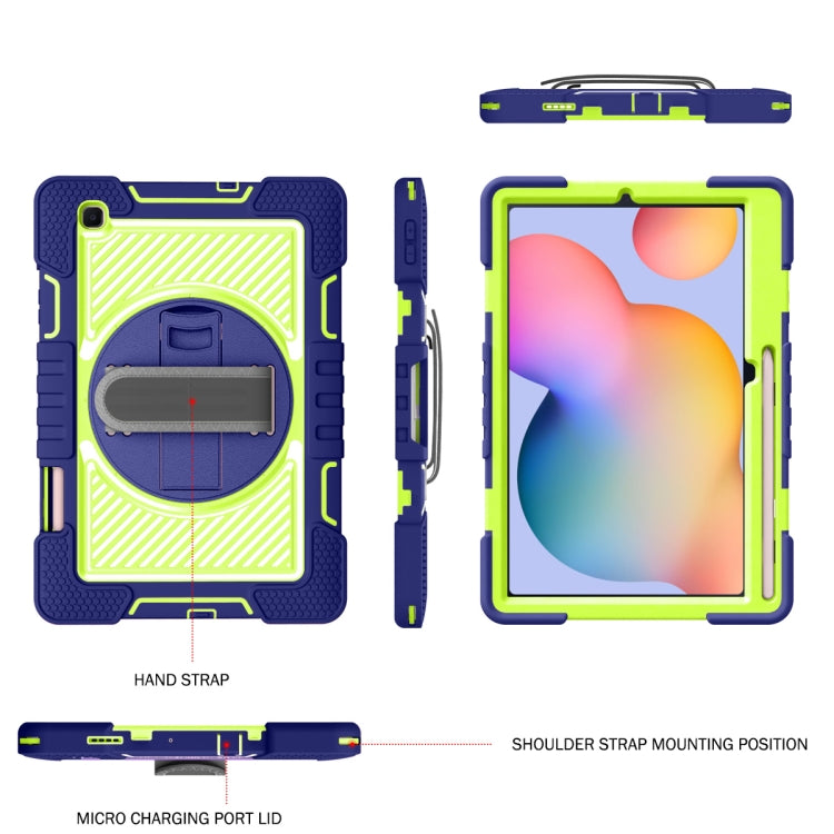 360 Degree Rotation Contrast Color Shockproof Silicone + PC Case with Holder & Hand Grip Strap & Shoulder Strap, For Samsung Galaxy Tab S6 Lite P610/P615, For Samsung Galaxy Tab A 10.1 2019 T515, For Samsung Galaxy Tab A 8.0 2019 T290������������������...