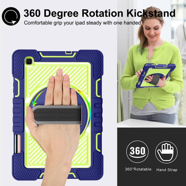 360 Degree Rotation Contrast Color Shockproof Silicone + PC Case with Holder & Hand Grip Strap & Shoulder Strap, For Samsung Galaxy Tab S6 Lite P610/P615, For Samsung Galaxy Tab A 10.1 2019 T515, For Samsung Galaxy Tab A 8.0 2019 T290������������������...