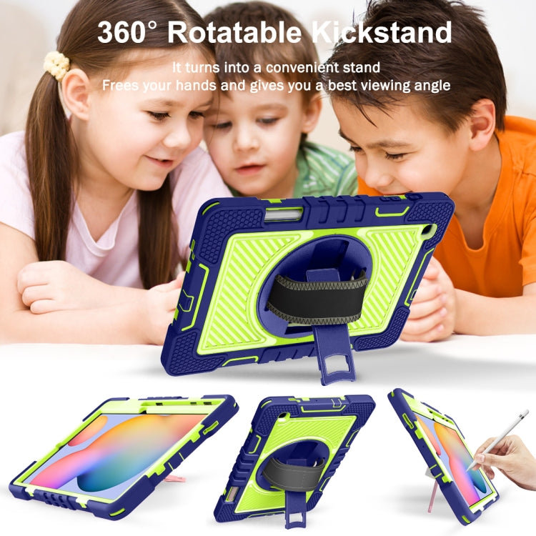 360 Degree Rotation Contrast Color Shockproof Silicone + PC Case with Holder & Hand Grip Strap & Shoulder Strap, For Samsung Galaxy Tab S6 Lite P610/P615, For Samsung Galaxy Tab A 10.1 2019 T515, For Samsung Galaxy Tab A 8.0 2019 T290������������������...