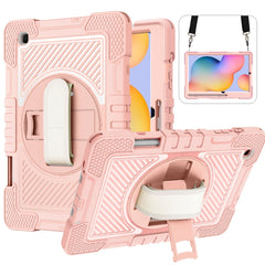 360 Degree Rotation Contrast Color Shockproof Silicone + PC Case with Holder & Hand Grip Strap & Shoulder Strap, For iPad 9.7 2018 / 2017, For iPad 10.2 2021 / 2020 / 2019, For iPad 10.9 / Pro 11 2020 / 2021 / 2018