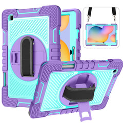 360 Degree Rotation Contrast Color Shockproof Silicone + PC Case with Holder & Hand Grip Strap & Shoulder Strap, For iPad 9.7 2018 / 2017, For iPad 10.2 2021 / 2020 / 2019, For iPad 10.9 / Pro 11 2020 / 2021 / 2018