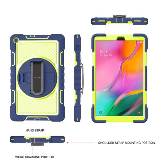 360 Degree Rotation Contrast Color Shockproof Silicone + PC Case with Holder & Hand Grip Strap & Shoulder Strap, For Samsung Galaxy Tab A 10.1 2019 T515, For Samsung Galaxy Tab A 8.0 2019 T290, For Samsung Galaxy Tab A 8.4 2020 T307