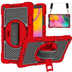 360 Degree Rotation Contrast Color Shockproof Silicone + PC Case with Holder & Hand Grip Strap & Shoulder Strap, For Samsung Galaxy Tab A 10.1 2019 T515, For Samsung Galaxy Tab A 8.0 2019 T290, For Samsung Galaxy Tab A 8.4 2020 T307