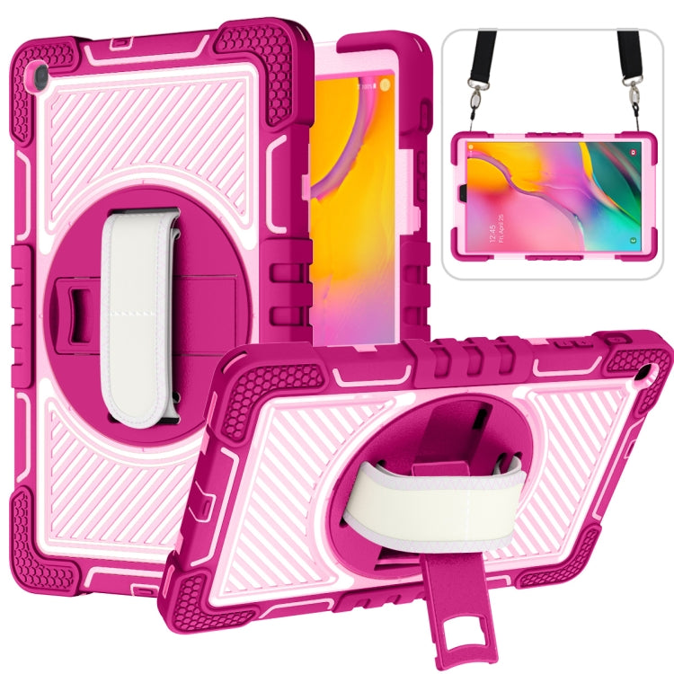 360 Degree Rotation Contrast Color Shockproof Silicone + PC Case with Holder & Hand Grip Strap & Shoulder Strap, For Samsung Galaxy Tab S6 Lite P610/P615, For Samsung Galaxy Tab A 10.1 2019 T515, For Samsung Galaxy Tab A 8.0 2019 T290������������������...