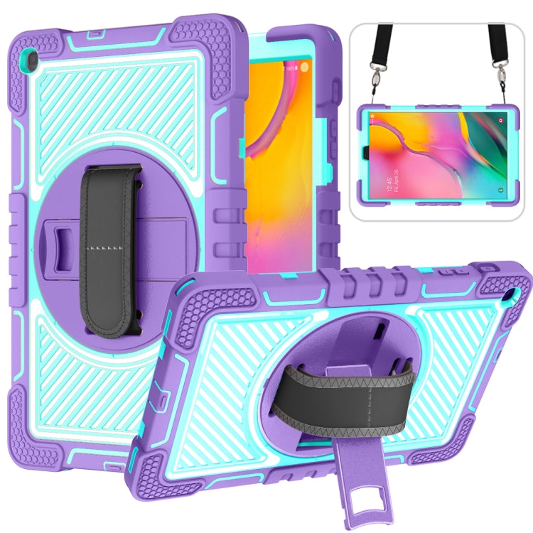 360 Degree Rotation Contrast Color Shockproof Silicone + PC Case with Holder & Hand Grip Strap & Shoulder Strap, For Samsung Galaxy Tab S6 Lite P610/P615, For Samsung Galaxy Tab A 10.1 2019 T515, For Samsung Galaxy Tab A 8.0 2019 T290������������������...