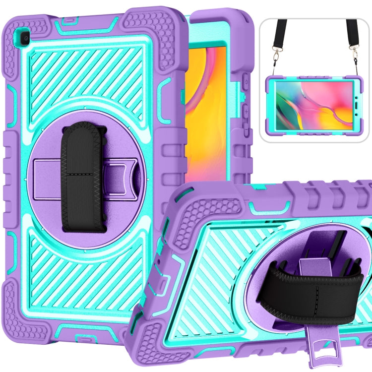 360 Degree Rotation Contrast Color Shockproof Silicone + PC Case with Holder & Hand Grip Strap & Shoulder Strap, For Samsung Galaxy Tab S6 Lite P610/P615, For Samsung Galaxy Tab A 10.1 2019 T515, For Samsung Galaxy Tab A 8.0 2019 T290������������������...