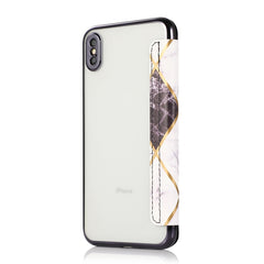 Funda de piel sintética y TPU con revestimiento de bronce y tapa horizontal con ranura para tarjetas y soporte para iPhone X/XS, iPhone SE 2022/SE 2020, 8 y 7, iPhone 8 Plus y 7 Plus, iPhone 6 Plus y 6s Plus, iPhone 6 y 6s