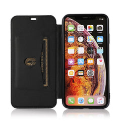 Funda de piel sintética y TPU con revestimiento de bronce y tapa horizontal con ranura para tarjetas y soporte para iPhone X/XS, iPhone SE 2022/SE 2020, 8 y 7, iPhone 8 Plus y 7 Plus, iPhone 6 Plus y 6s Plus, iPhone 6 y 6s