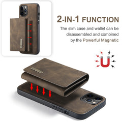 DG.MING M1 Series 3-Fold Multi Card Wallet + Magnetic Back Cover Shockproof Case with Holder Function, For iPhone 12 mini, For iPhone 12 / 12 Pro, For iPhone 12 Pro Max