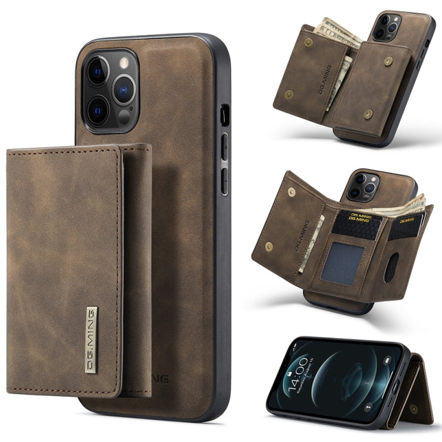 Cartera multitarjetas plegable de 3 pliegues DG.MING M1 Series + funda trasera magnética a prueba de golpes con función de soporte, para iPhone 12 mini, para iPhone 12/12 Pro, para iPhone 12 Pro Max