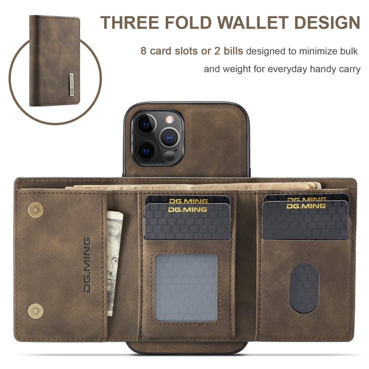 DG.MING M1-Serie 3-fach gefaltete Brieftasche mit mehreren Karten + magnetische Rückseite, stoßfeste Hülle mit Halterungsfunktion, für iPhone 12 Mini, für iPhone 12/12 Pro, für iPhone 12 Pro Max