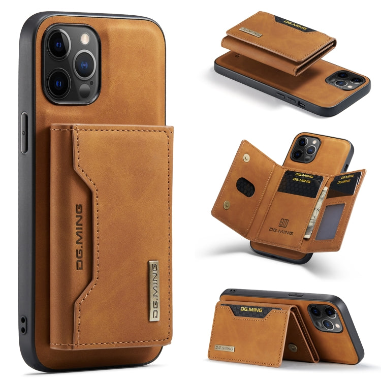 Estuche para múltiples tarjetas con 3 pliegues y tapa trasera magnética a prueba de golpes con función de billetera y soporte, serie DG.MING M2, para iPhone 12 mini, para iPhone 12/12 Pro, para iPhone 12 Pro Max