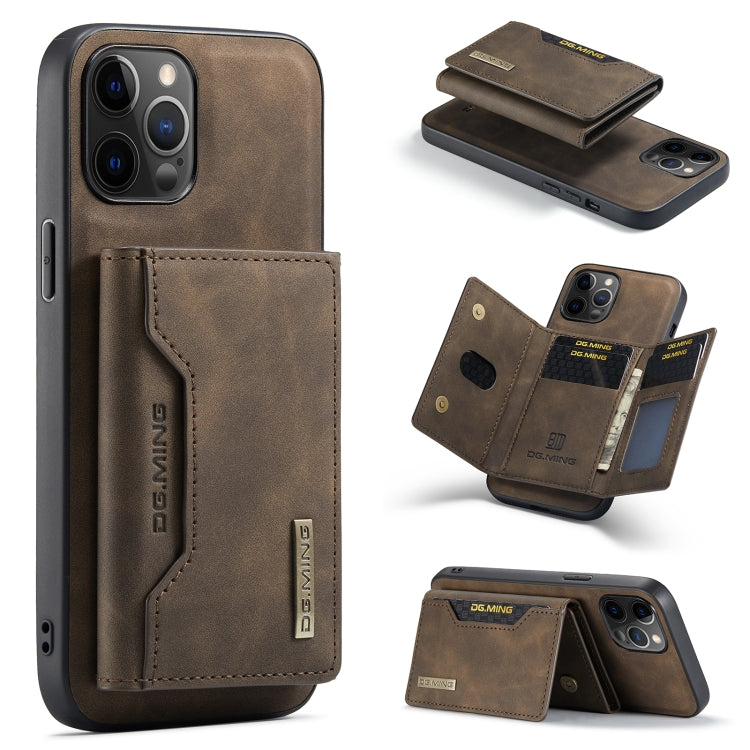 Estuche para múltiples tarjetas con 3 pliegues y tapa trasera magnética a prueba de golpes con función de billetera y soporte, serie DG.MING M2, para iPhone 12 mini, para iPhone 12/12 Pro, para iPhone 12 Pro Max