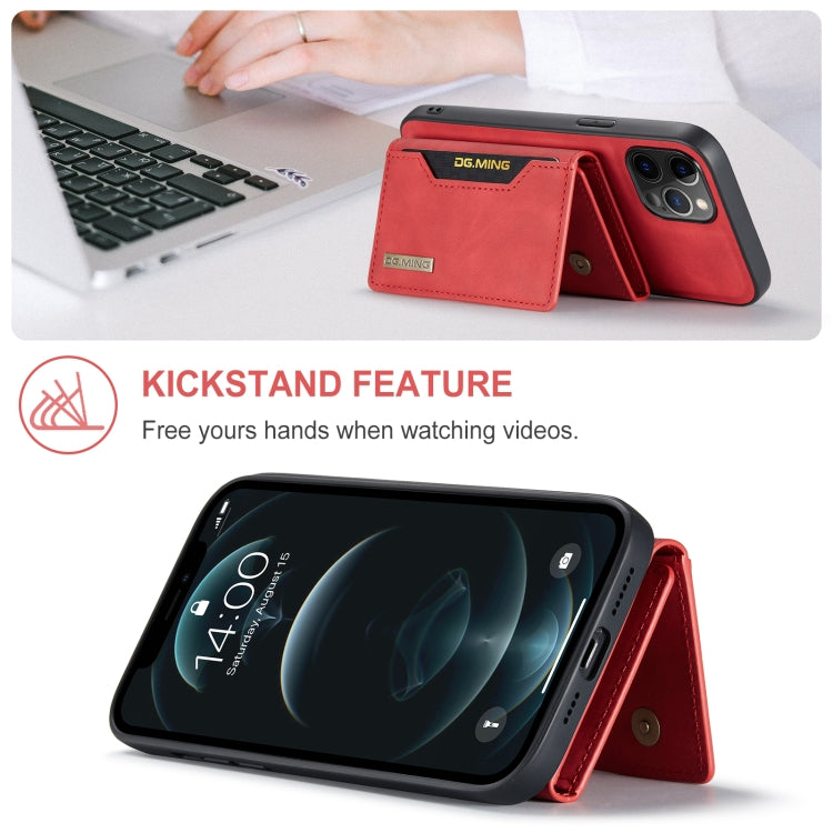 Estuche para múltiples tarjetas con 3 pliegues y tapa trasera magnética a prueba de golpes con función de billetera y soporte, serie DG.MING M2, para iPhone 12 mini, para iPhone 12/12 Pro, para iPhone 12 Pro Max