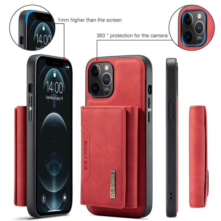 Estuche para múltiples tarjetas con 3 pliegues y tapa trasera magnética a prueba de golpes con función de billetera y soporte, serie DG.MING M2, para iPhone 12 mini, para iPhone 12/12 Pro, para iPhone 12 Pro Max