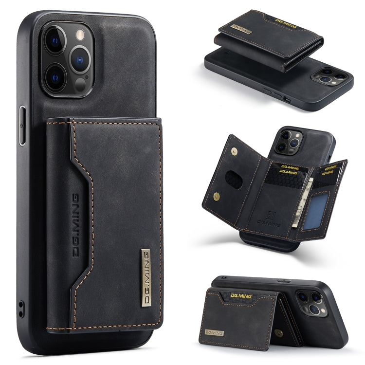Estuche para múltiples tarjetas con 3 pliegues y tapa trasera magnética a prueba de golpes con función de billetera y soporte, serie DG.MING M2, para iPhone 12 mini, para iPhone 12/12 Pro, para iPhone 12 Pro Max
